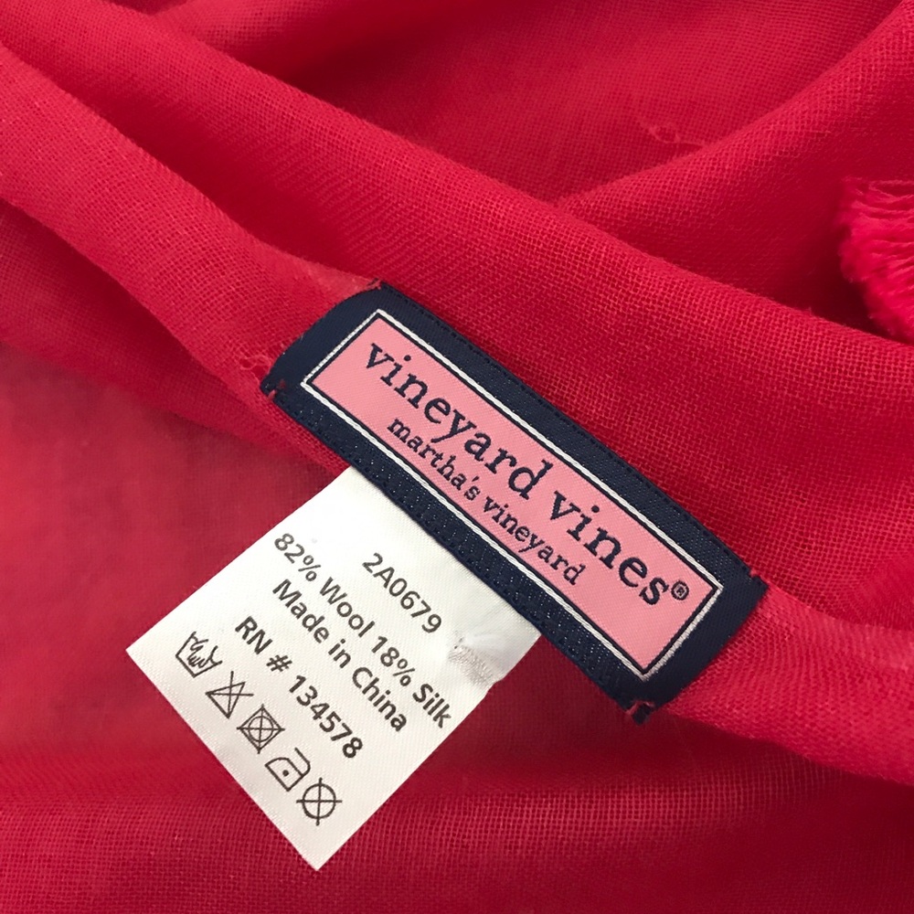 Vineyard Vines Navy, White & Coral Whale Tassel Scarf